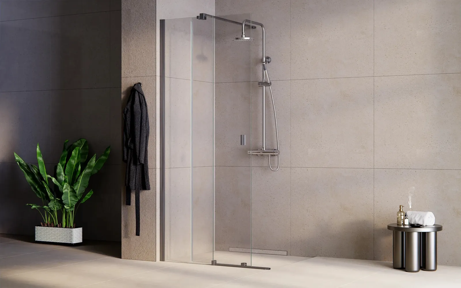Vayo Gun Metal Walk-In Shower Enclosure