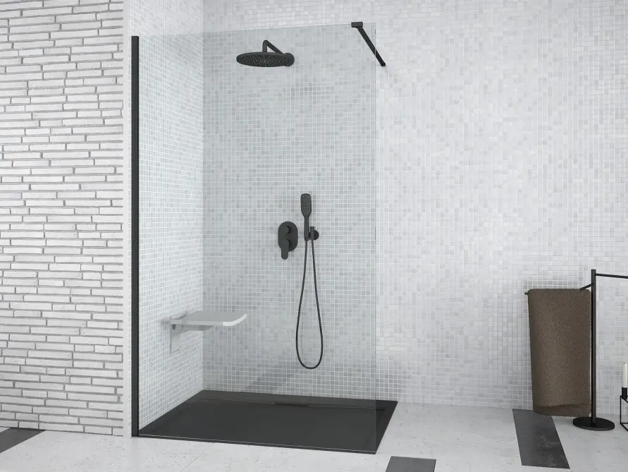 Walk-In Shower Black 100x195