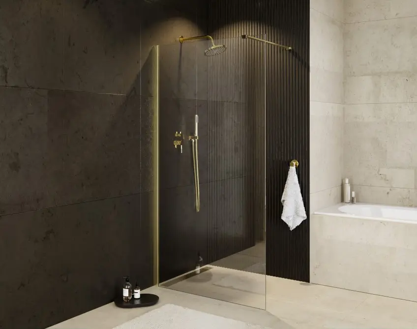 Walk-In Showers Brushed Gold 100x195