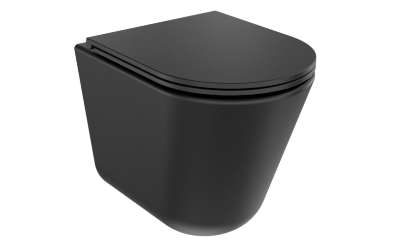 Laax Ergo Matt Black toilet bowl set plus Laax Black soft-close toilet seat