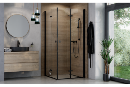 Exo-H Black square shower enclosure 80x80x195