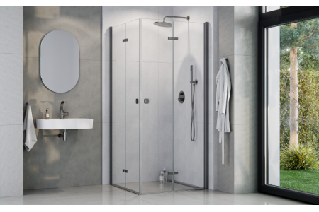 Exo-H Gun Metal Square Shower Enclosure 80x80x195