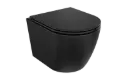 Aspen Matt Black toilet bowl and Aspen Black soft-close seat set