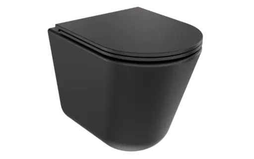 Laax Ergo Matt Black toilet bowl set plus Laax Black soft-close toilet seat