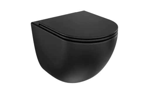 Aspen Ergo Matt Black toilet bowl set plus Aspen Black soft-close seat