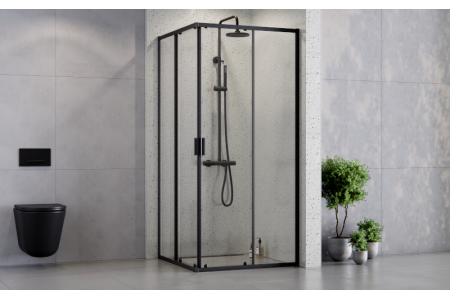 Zarya Black square shower enclosure 90x90x190