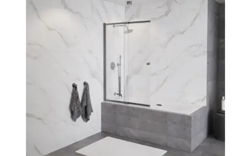 Easy Slide Bathtub Screen in Gun Metal