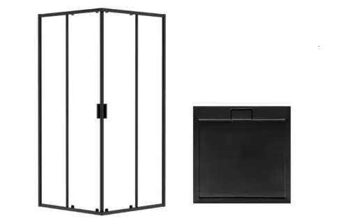 Black Square Shower Enclosure + Axim SEN Shower Tray 80x80